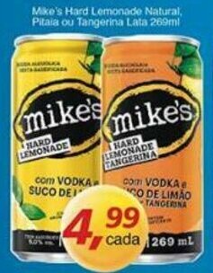 Supermercados Guanabara Mike's Hard lemonade Natural, Pitala ou Tangerina lata 269ml oferta