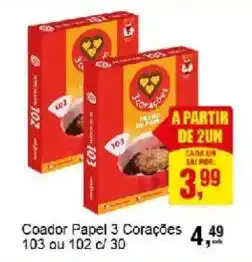Negreiros Coador Papel 3 Corações oferta
