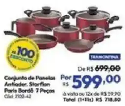 Lojas Becker Conjunto de Panelas Antiader. Starflon Pinta Bordô 7 Peças oferta