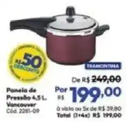 Lojas Becker Panela de Pressão 4,5 L Vancouver oferta