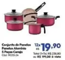 Lojas Becker Conjunto de Panelas Panelux Alumínio 5 Peças Cereja oferta