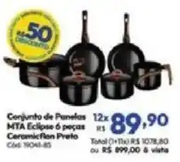 Lojas Becker Conjunto de Panelas MTA Eclipse 6 peças CeramicFion Preto oferta