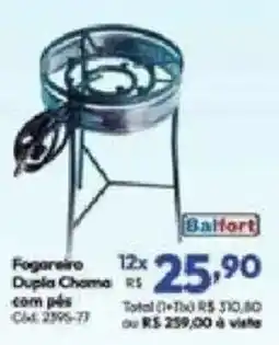 Lojas Becker Fogareiro dupla chama com pés oferta
