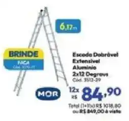 Lojas Becker Escada Dobrável Extensível Alumínio 2x12 Degraus oferta