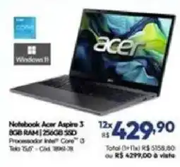 Lojas Becker Notebook acer aspire 3 oferta