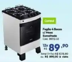 Lojas Becker Fogão 4 Bocas c/ Mesa Esmaltada oferta