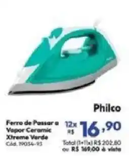 Lojas Becker Philco ferro de passar a vapor ceramic xtreme verde oferta