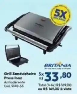 Lojas Becker Grill Sanduicheira Press Inox Antiderramante oferta