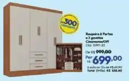 Lojas Becker Roupeira 6 Portas e 3 gavetas oferta