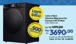 Lojas Becker Lava e seca hisense 12kg inverter connect wi-fi noir oferta