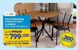 Lojas Becker Mesa Kappesberg Preto Fosco com 4 cadeiras oferta