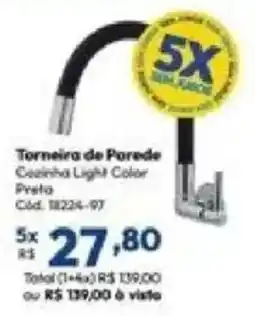 Lojas Becker Torneira de Paredes cozinha light color preta oferta
