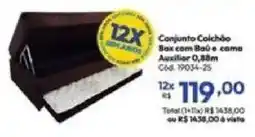 Lojas Becker Conjunto Colchão Box com Baú e cama Auxiliar 0,88m oferta