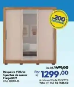 Lojas Becker Roupeiro vitória 3 portas de correr oferta