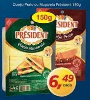 Supermercados Guanabara Queijo Prato ou Mucarela President 150g oferta