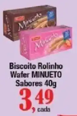 Supermercados Unidos Biscoito Rolinho Wafer MINUETO oferta