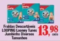 Supermercados Unidos Fraldas descartáveis looping looney tunes jumbinho diversos tamanhos oferta