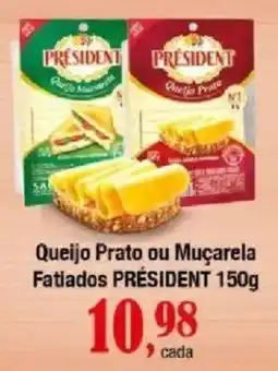 Supermercados Unidos Queijo Prato ou Muçarela Fatiados Président oferta