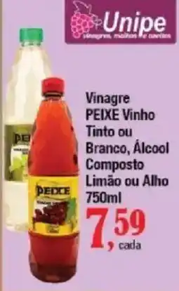 Supermercados Unidos Vinagre peixe vinho tinto ou branco, álcool composto limão ou alho oferta