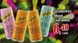 Supermercados Unidos Schweppes mixed lata oferta