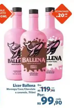 Sam's Club Licor ballena morango/coco/chocolate e caramelo oferta