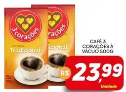 Supermercado Bem Barato Café 3 corações à vácuo oferta