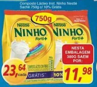 Supermercados Guanabara Composto Lacteo Inst. Ninho Nestle sache 750g c/ 10% gratis oferta