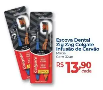 Escova Dental Zig Zag Colgate Infusão de Carvão Macia