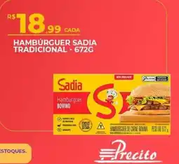 Supermercado Precito Hambúrguer sadia tradicional oferta