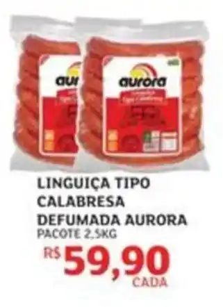 Linguiça tipo calabresa defumada aurora