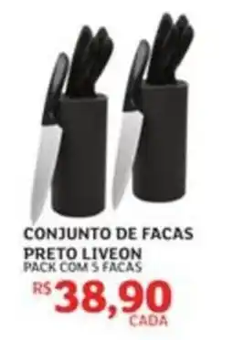 Assaí Atacadista Conjunto de facas preto liveon oferta