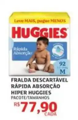 Assaí Atacadista Fralda descartável rápida absorção hiper huggies oferta