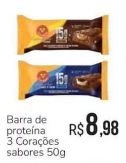 Hiperideal Supermercados Barra de proteína 3 Corações sabores oferta