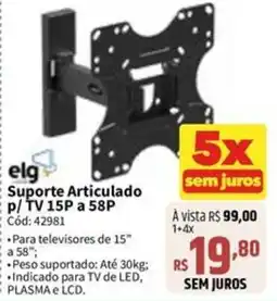 Deltasul ELG Suporte Articulado P/ TV 15P A 58P oferta