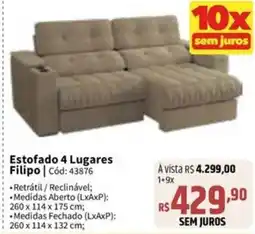 Deltasul Estofado 4 Lugares Filipo oferta