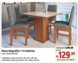 Deltasul Mesa magnólia + 4 cadeiras oferta