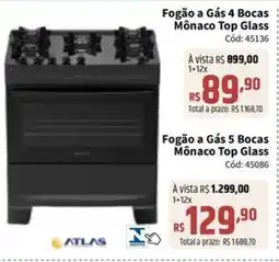 Deltasul Fogão a Gás 4 Bocas Mônaco Top Glass oferta