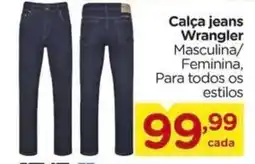 Carrefour Calça jeans Wrangler Masculina/ Feminina, Para todos os estilos oferta