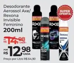 Super Luna Desodorante Aerossol Axe/ Rexona Invisible Feminino oferta