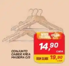 GBarbosa Conjunto cabide krea madeira c/3 oferta