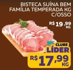 Lider Atacadista Bisteca suína bem família temperada kg c/osso oferta