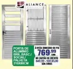 Mauro Center porta de alumínio bril.basc./ social/ palheta oferta
