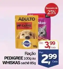 Cometa Supermercados Ração pedigree 100g ou whiskas sachê 85g oferta