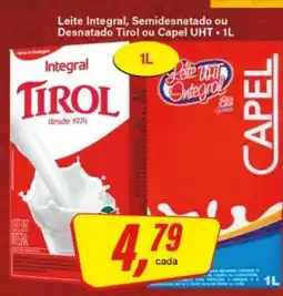 Rede Supermarket Leite Integral, Semidesnatado ou Desnatado Tirol ou Capel UHT oferta