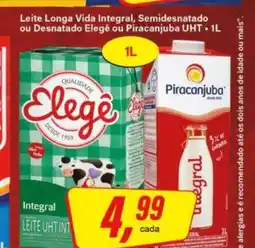 Rede Supermarket Leite Longa Vida Integral, Semidesnatado ou Desnatado Elegê ou Piracanjuba UHT oferta