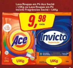 Rede Supermarket Lava Roupas em Pó Ace Sachê ou Invicto Fragrâncias Sachê oferta