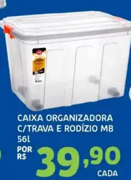 Bergamais Supermercados Caixa organizadora c/trava e rodízio mb oferta
