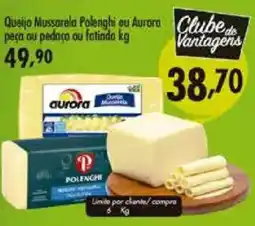 Confiança Supermercados Queijo Mussarela Polenghi ou Aurora oferta