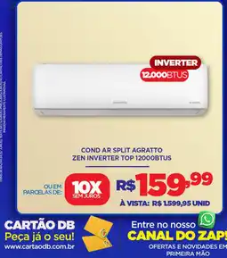 DB Supermercados Cond ar split agratto zen inverter top 12000btus oferta