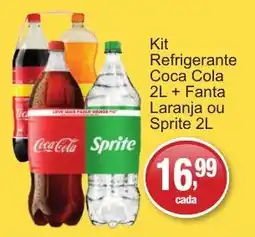 Supermercados Rod e Raf Kit Refrigerante Coca Cola 2L + Fanta Laranja ou Sprite 2L oferta